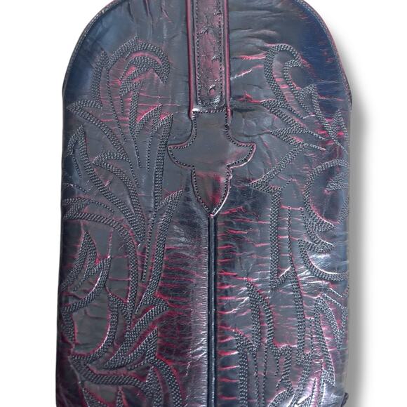 Lucchese Women’s Ostrich Cowboy Boots Size 7 Burgundy Western Leather Exotic - Picture 5 of 12